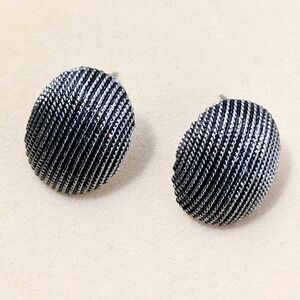Silver Textured Stripe Stud Earrings
